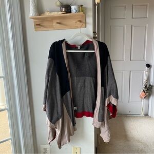Dana Buchman Red and Gray Knit Cardigan